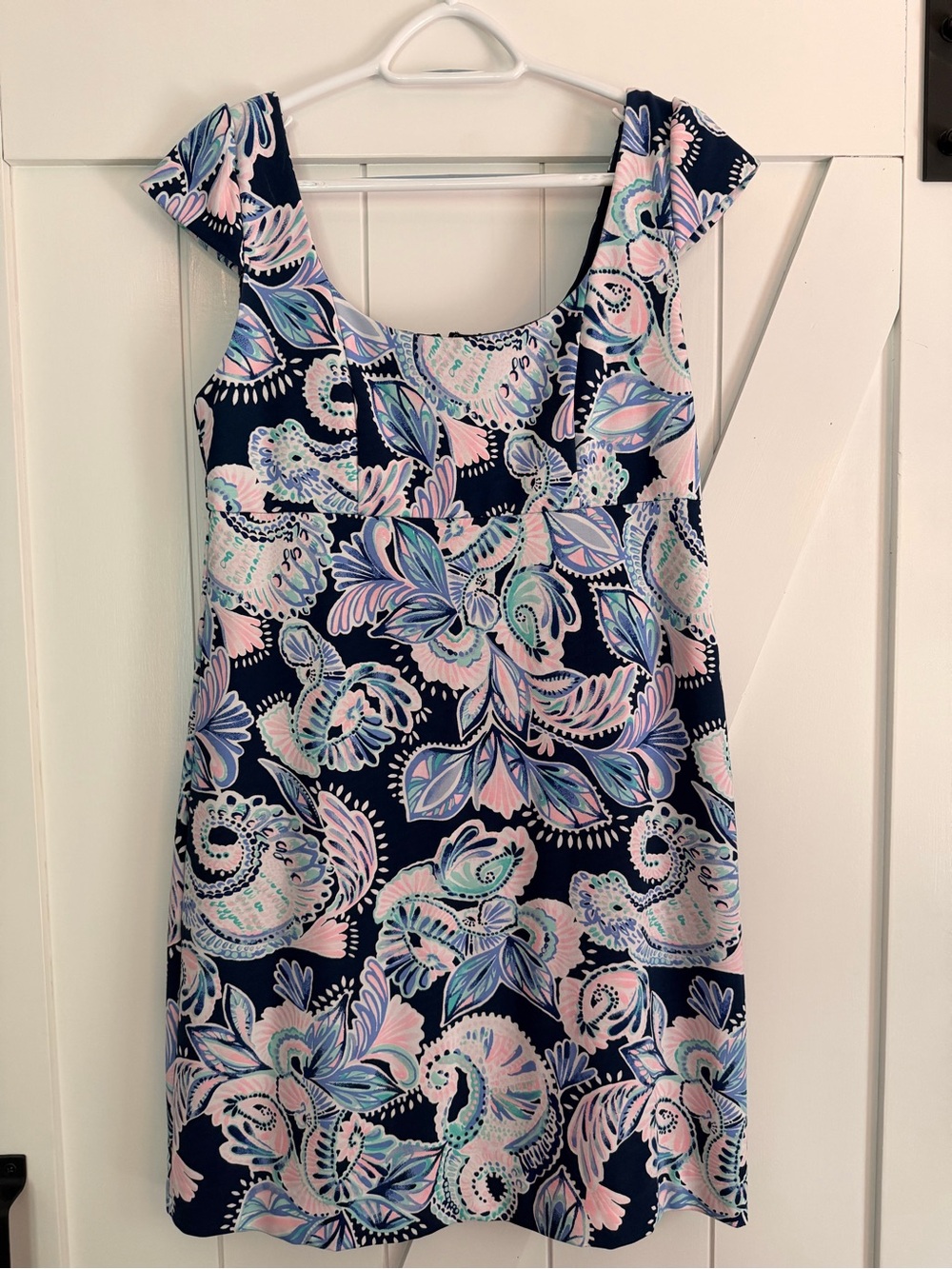 Lilly Pulitzer Navy Floral Scoop Neck Dress with Pink & Light Blue Print